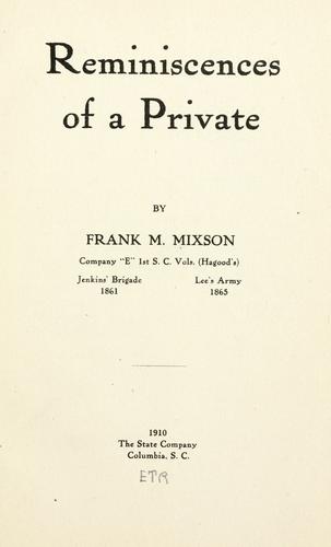 Cover for Reminiscences of a private