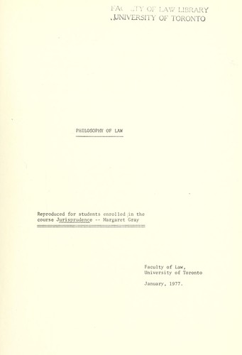 Cover for Philosophy of law