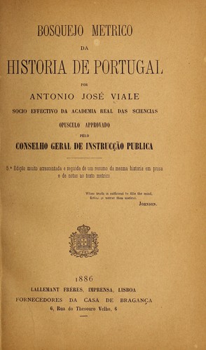 Cover for Bosquejo metrico da historia de Portugal