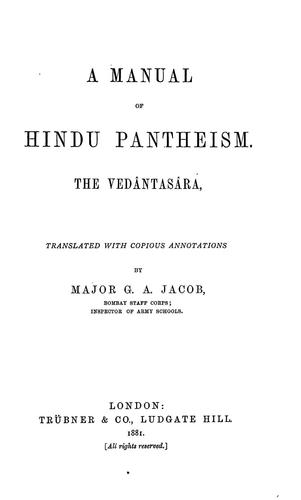 Cover for A manual of Hindu pantheism