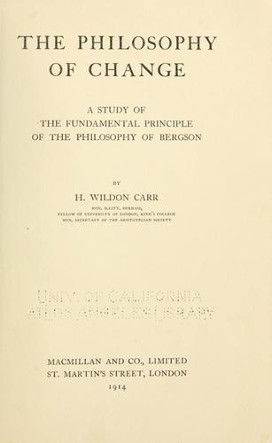 Cover for The philosophy of change