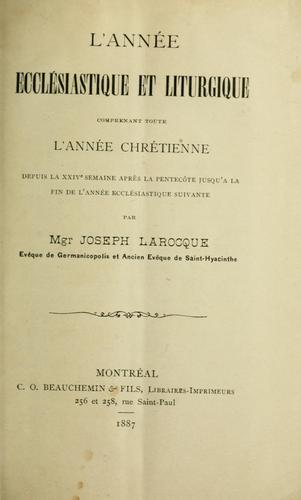 Cover for L'année ecclésiastique et liturgique