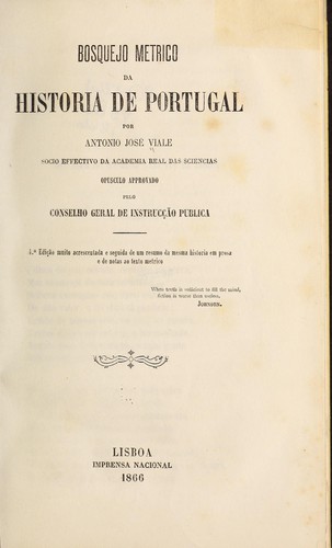 Cover for Bosquejo metrico da historia de Portugal