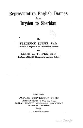 Cover for Representative English dramas from Dryden to Sheridan