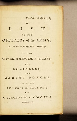 Cover for A list of the officers of the Army