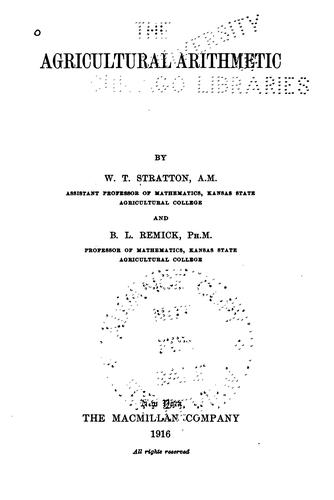 Cover for Agricultural arithmetic