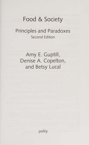 Cover for Food and Society