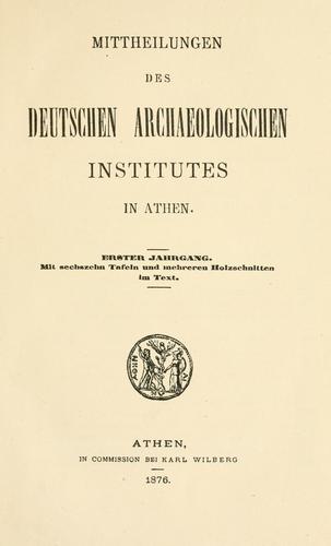 Cover for Mitteilungen des Deutschen Archäologischen Instituts, Athenische Abteilung. 1, 1876