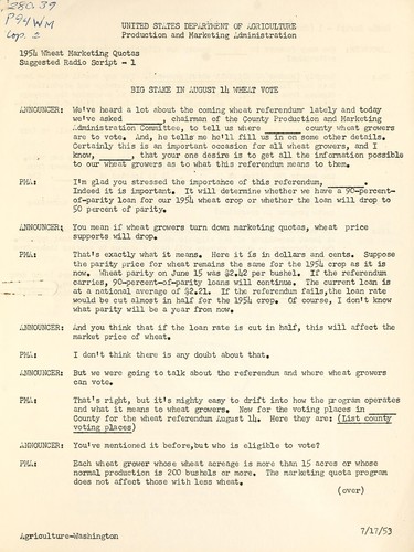 Cover for 1954 Wheat marketing quotas
