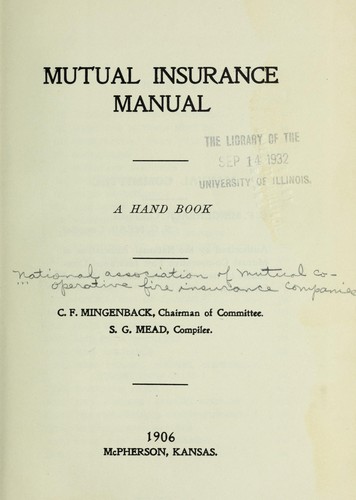 Cover for Mutual insurance manual