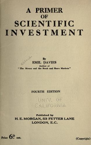 Cover for A primer of scientific investment