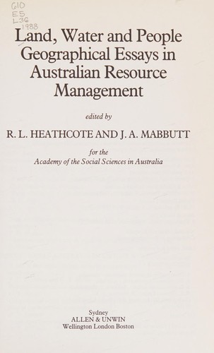 Cover for Land, water, and people