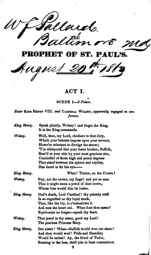 Cover for The Prophet of St. Paul's: A Play, in Five Acts