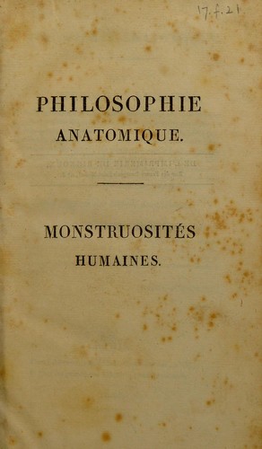 Cover for Philosophie anatomique