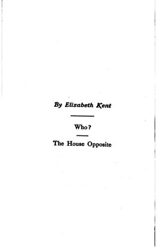 Cover for Who?: By Elizabeth Kent ...