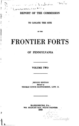 Cover for Report of the Commission to locate the site of the frontier forts of Pennsylvania