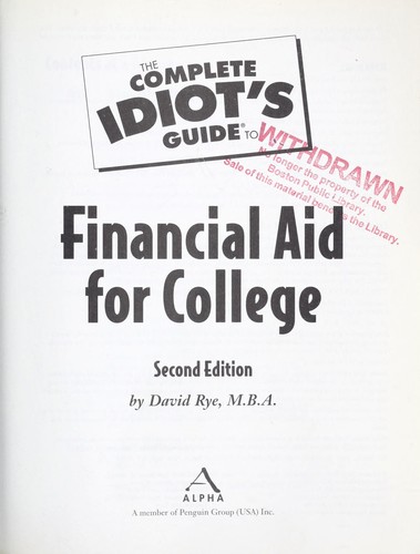 Cover for The complete idiot's guide to financial aid for college