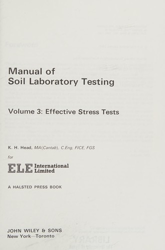 Cover for Manual of Soil Laboratory Testing