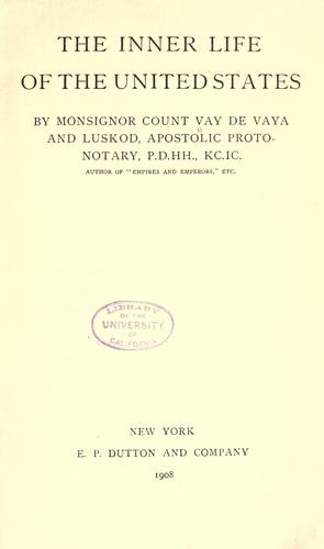 Cover for The inner life of the United States.