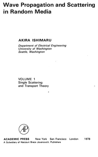 Cover for Wave propagation and scattering in random media