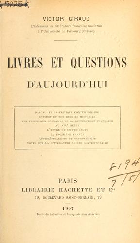 Cover for Livres et questions d'aujourd'hui.