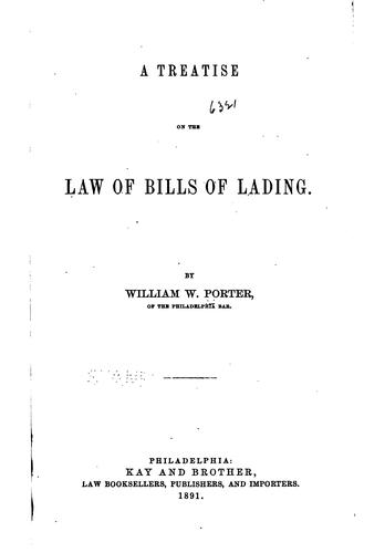 Cover for treatise on the law of bills of lading