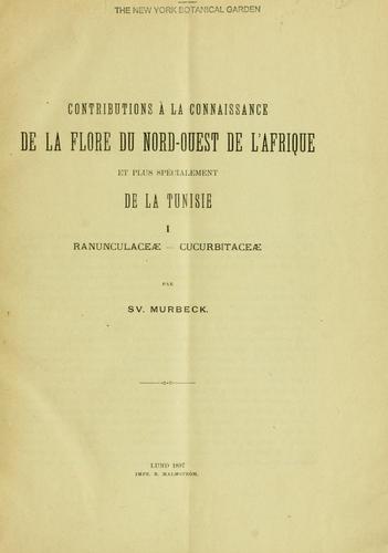 Cover for Contributions à la connaissance de la flore du nord-ouest de l'Afrique