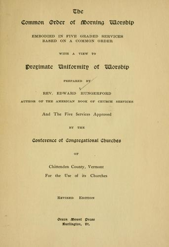 Cover for The common order of morning worship