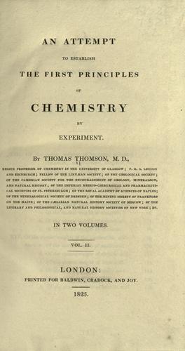 Cover for An attempt to establish the first principles of chemistry by experiment