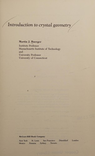 Cover for Introduction to crystal geometry