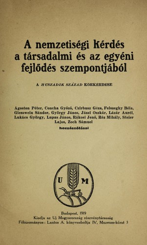 Cover for A nemzetise gi ke rde s a ta rsadalmi e s az egye ni fejlo de s szempontja bo l