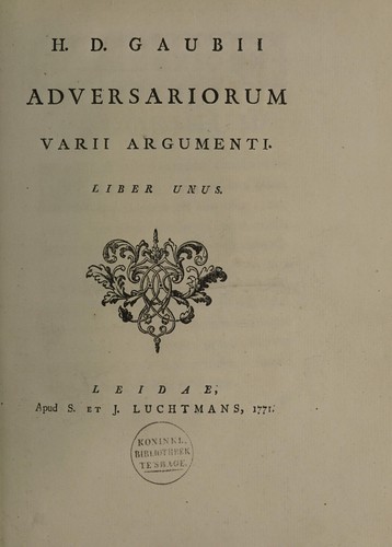 Cover for Adversariorum varii argumenti. Liber unus