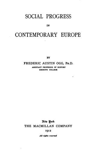 Cover for Social progress in contemporary Europe