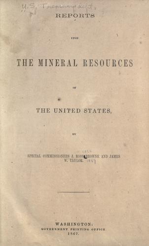 Cover for Reports upon the mineral resources of the United States