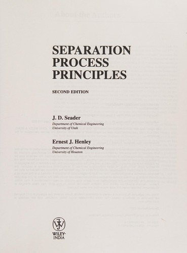 Cover for Separation process principles