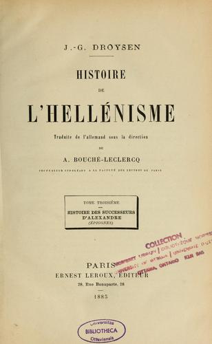 Cover for Histoire de l'hellénisme