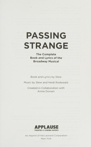 Cover for Passing strange