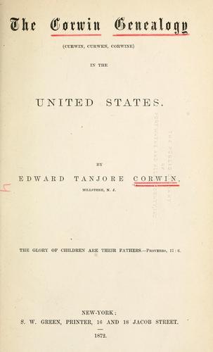 Cover for Corwin genealogy (Curwin, Curwen, Corwine) in the United States.
