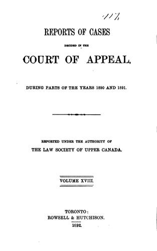 Cover for Reports of Cases Decided in the Court of Appeal [1876-1900]