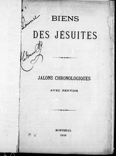 Cover for Biens des Jésuites