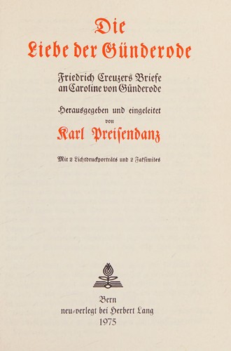 Cover for Die Liebe der Günderode