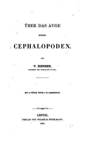 Cover for Ueber das Auge einiger Cephalopoden