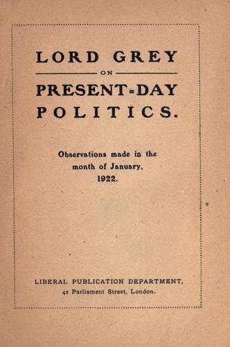 Cover for Lord Grey on present-day politics.