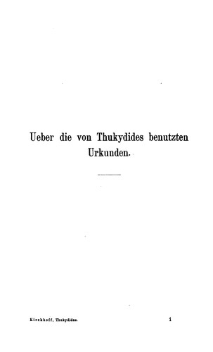 Cover for Thukydides und sein Urkundenmaterial: Ein Beitrag zur Entstehungsgeschichte seines Werkes