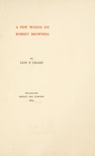Cover for A few words on Robert Browning