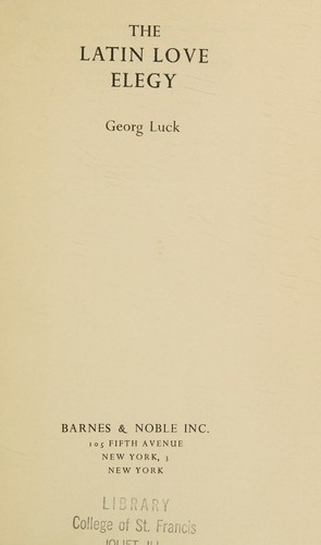 Cover for The Latin love elegy