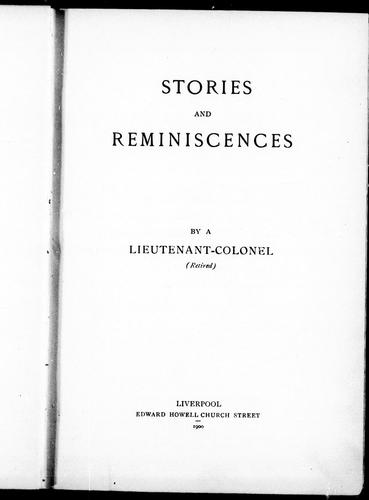 Cover for Stories and reminiscences