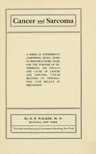 Cover for Cancer and sarcoma