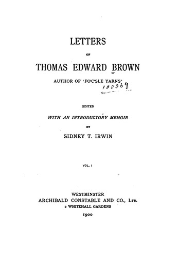 Cover for Letters of Thomas Edward Brown