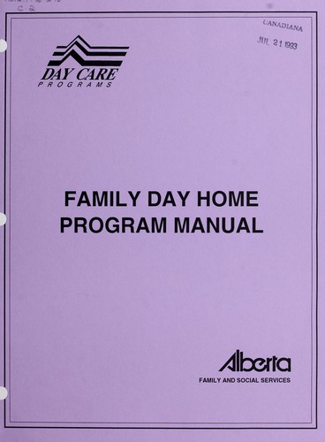 Cover for Family day home program manual